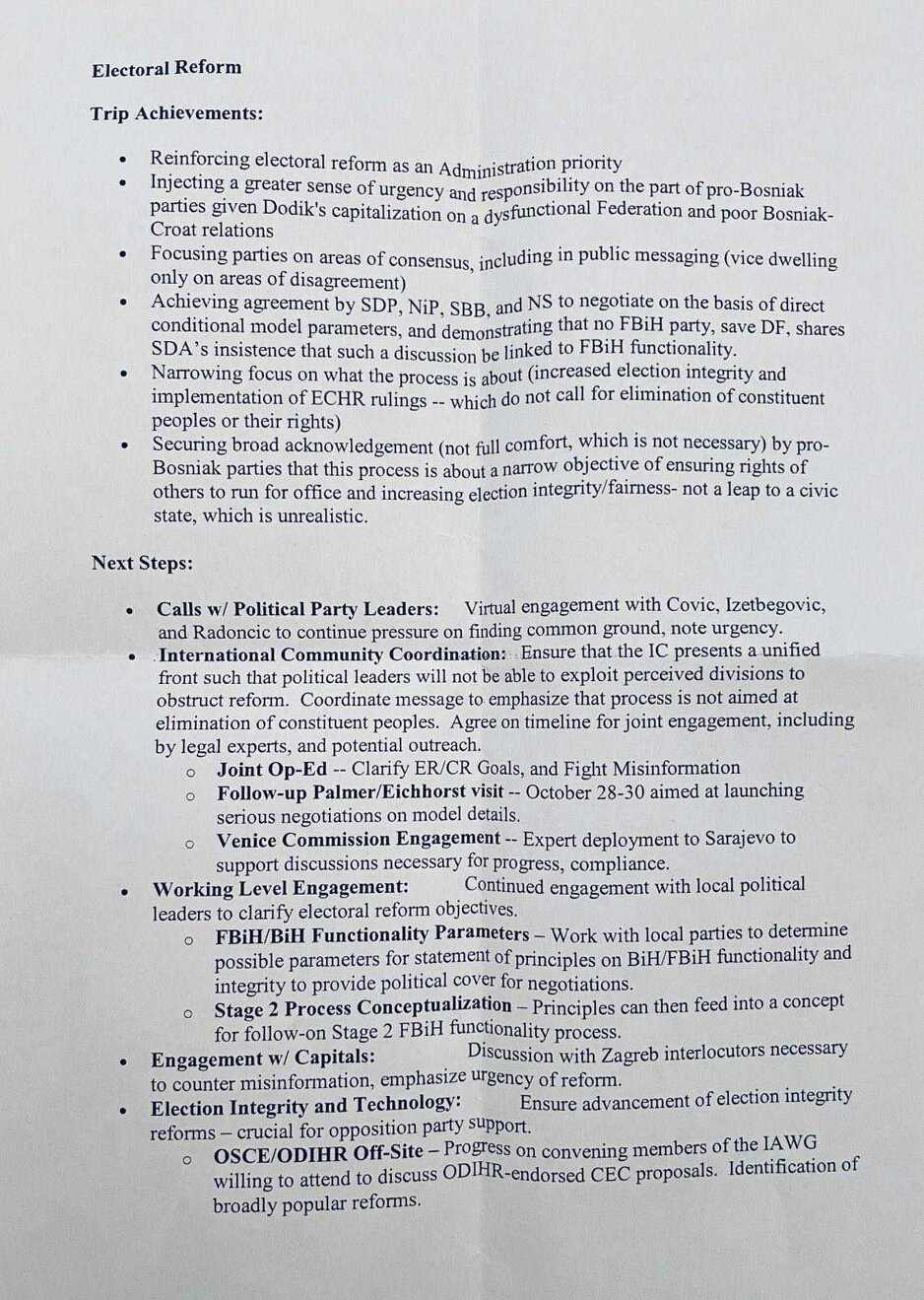 Palmerov pristup izbornim reformama u BiH