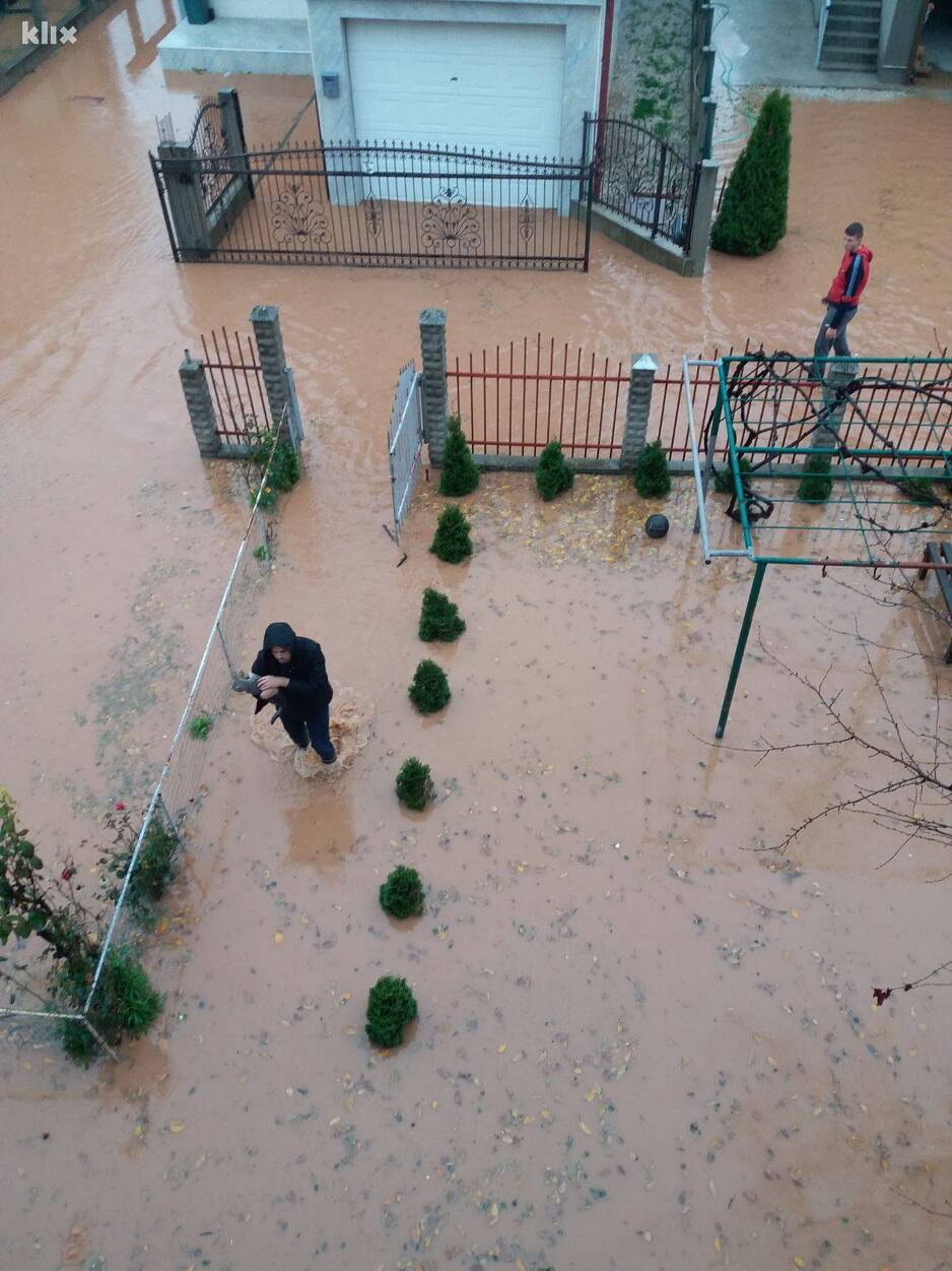 Mladić spašava mačku iz poplava (Foto: Čitatelj/Klix.ba)