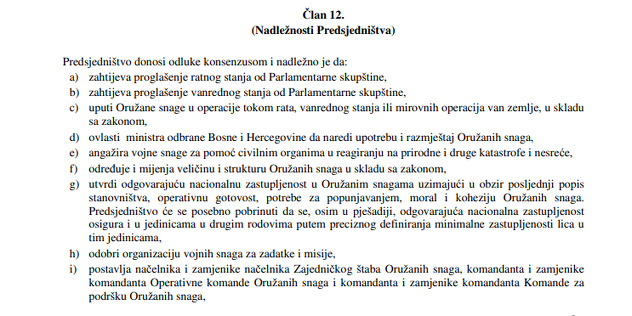 Član 12. Zakona o odbrani
