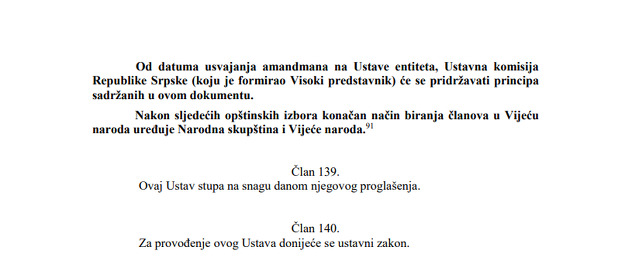 Završne odredbe Ustava RS-a