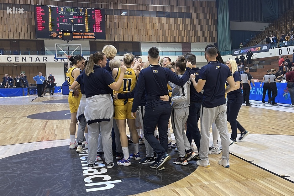 Slavlje košarkašica BiH nakon pobjede protiv Belgije (Foto: I. Š./Klix.ba)
