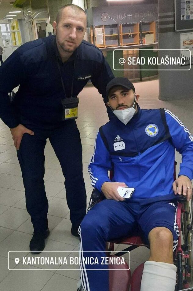 Kolašinac u Kantolanoj bolnici Zenica (Foto: Instagram)