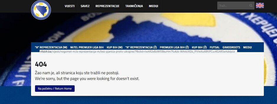 Obrisana objava na kojoj se vidi link NS BiH