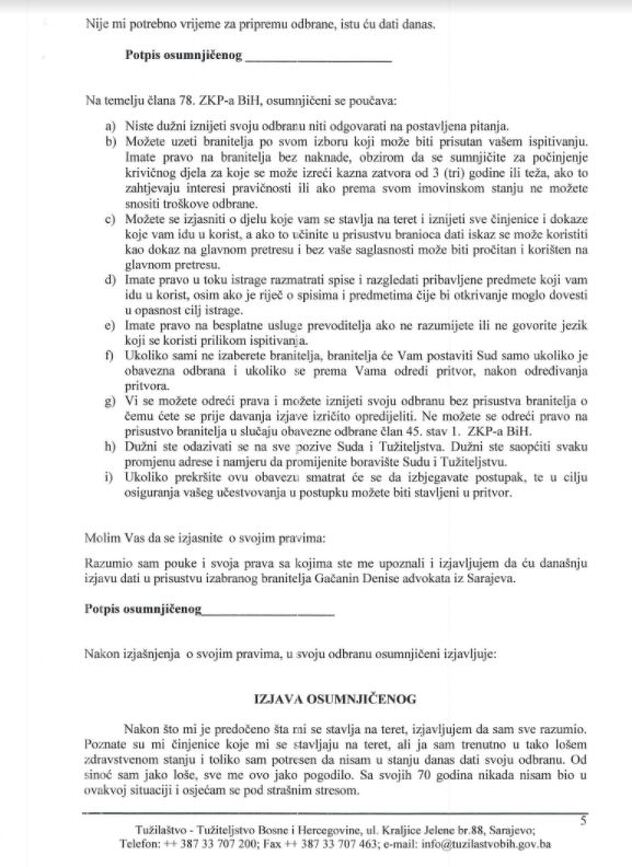 Sadržaj zapisnika ispitivanja