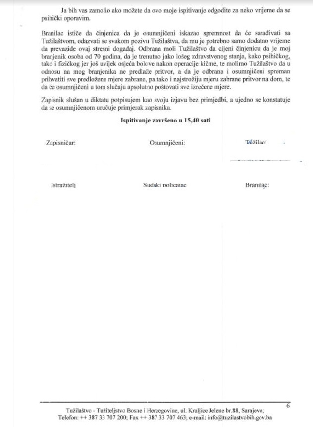 Sadržaj zapisnika ispitivanja