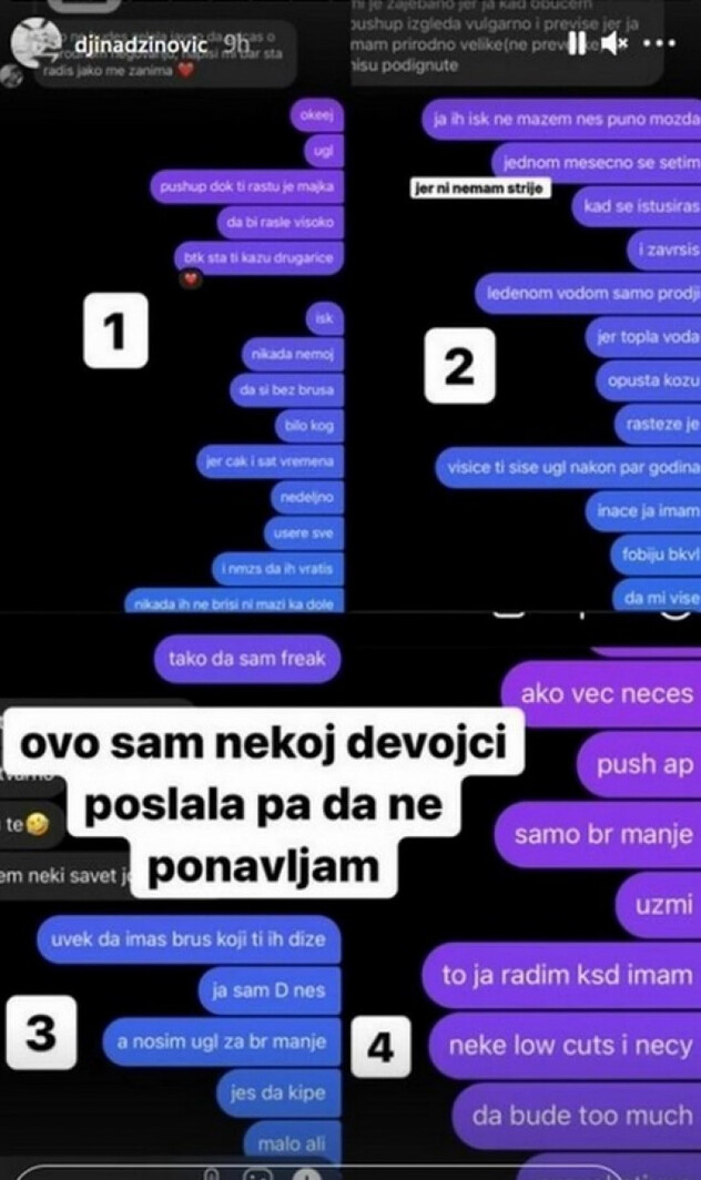 Đina Džinović pratiteljima dijeli savjete o grudima (Foto: Instagram Screenshot)