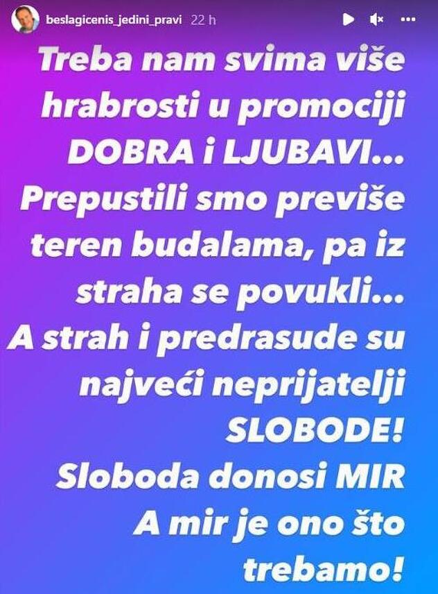 Instagram story Enisa Bešlagića