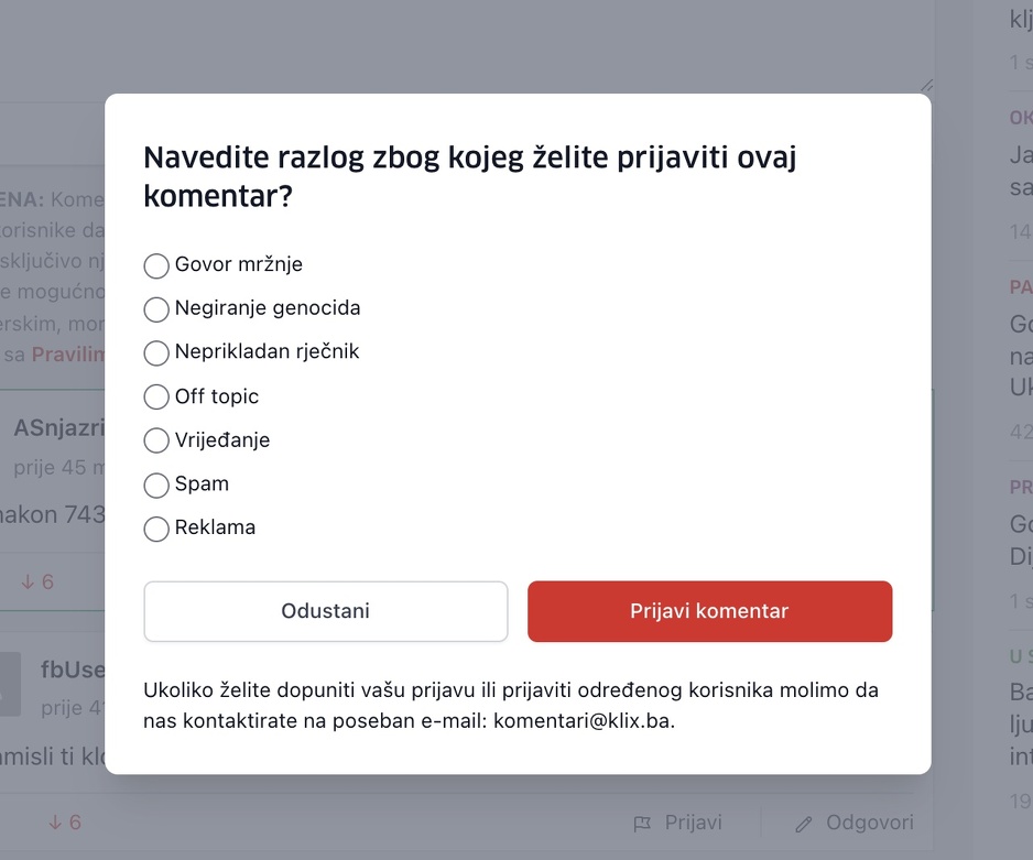 Svaki čitatelj može prijaviti neprimjerene komentare