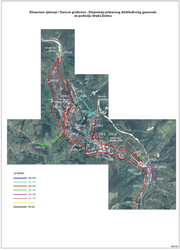 Plan mreže gasovoda u Zenici