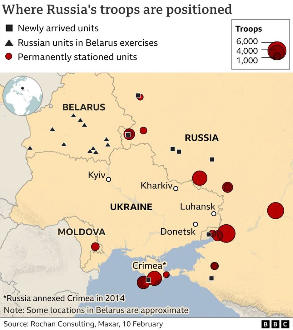 Raspored ruske vojske duž granice Ukrajine