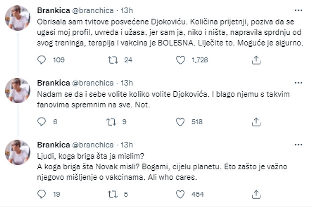 Brankica se oglasila na Twitteru prije nego što će ga deaktivirati