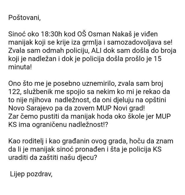 Dojava zabrinute majke