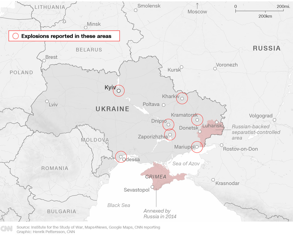 Mjesta na kojima su se čule eksplozije jutros