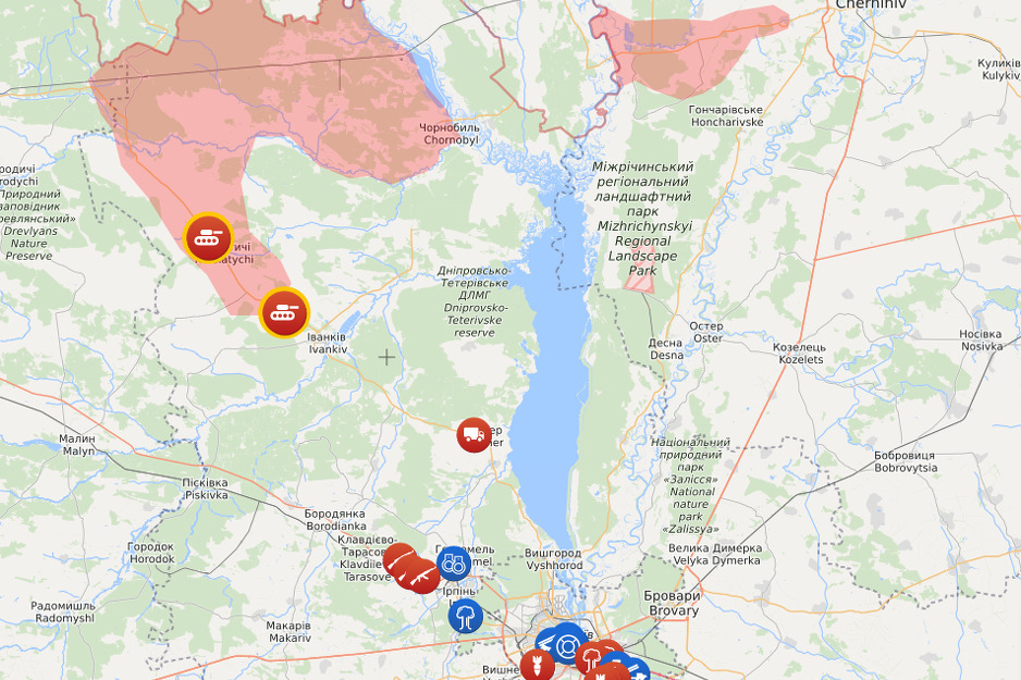 Napredovanje ruske vojske prema Kijevu (Foto: Liveuamap.com)