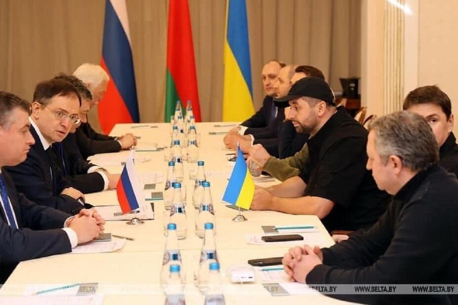 Pregovori od 28. februara, Denis Kirejev se nalazi posljednji u nizu na desnoj strani stola