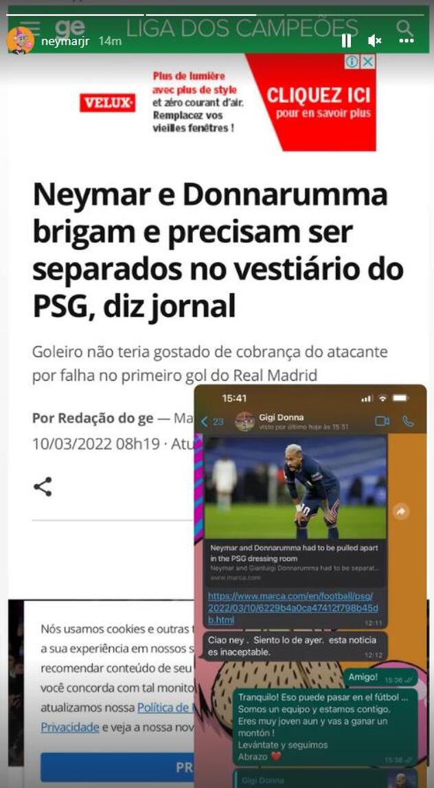 Objava Neymara na Instagramu