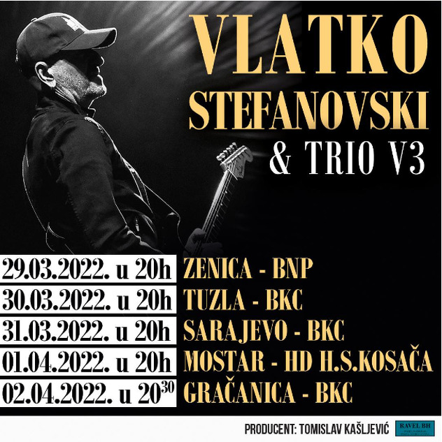 Raspored koncerata na kojim će mu se pridružiti trio V3