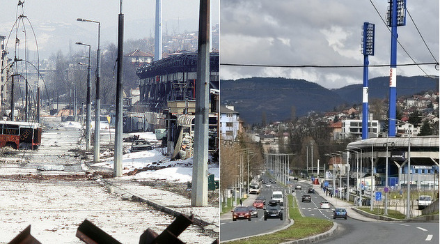 Zvornička ulica, stadion Grbavica nekad i sad (Foto: I. Š./Klix.ba)