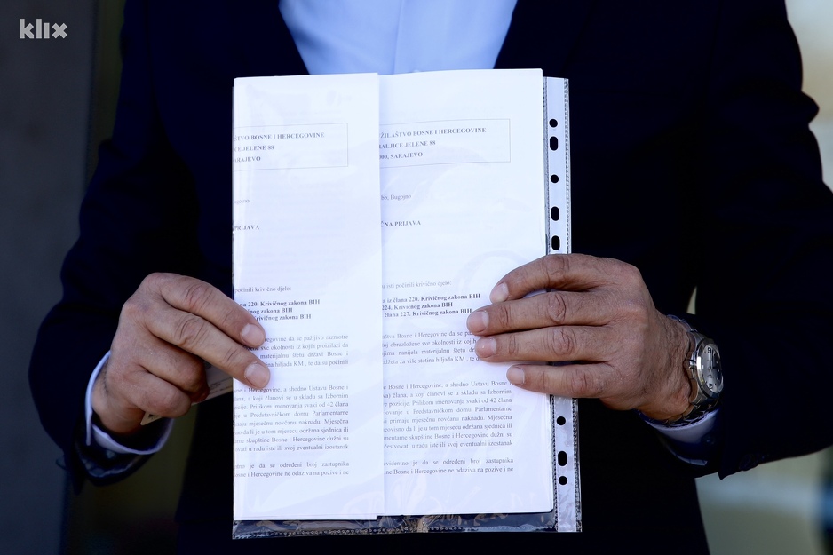 Krivična prijava koju je Helez podnio (Foto: I. L./Klix.ba)
