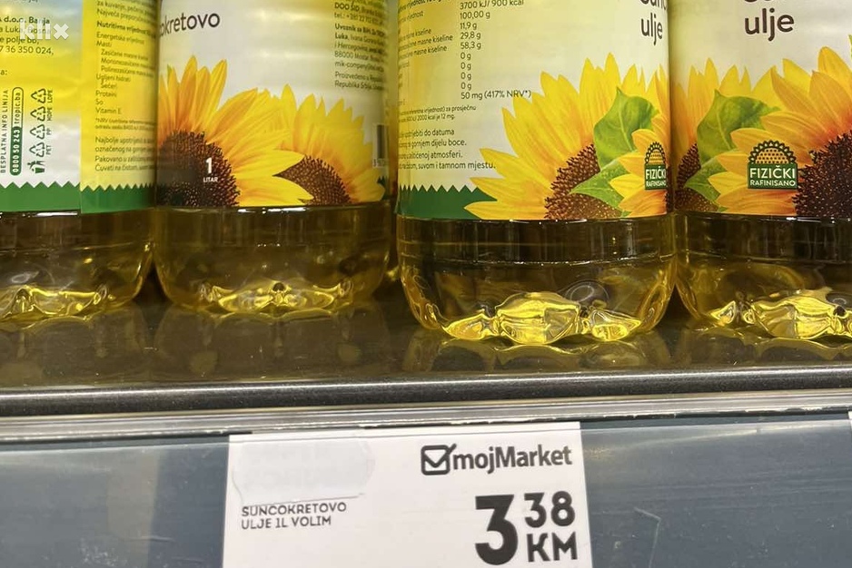 Primjer cijene ulja u Banjoj Luci (Foto: Klix.ba)