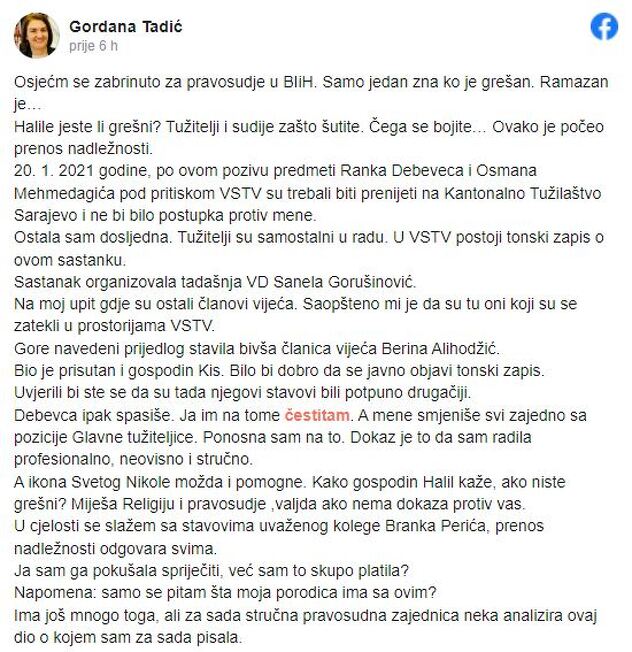 Objava na Facebooku