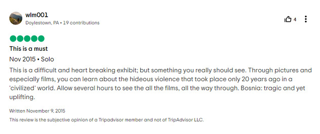 Jedna od recenzija na Galeriju 11/07/65 (Foto: Tripadvisor)