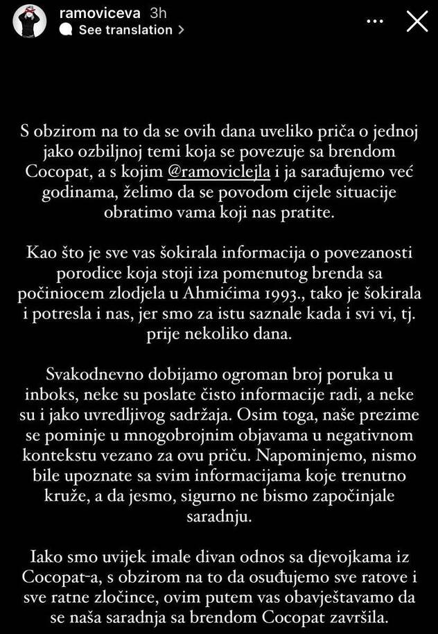 Foto: Instagram/ramoviceva