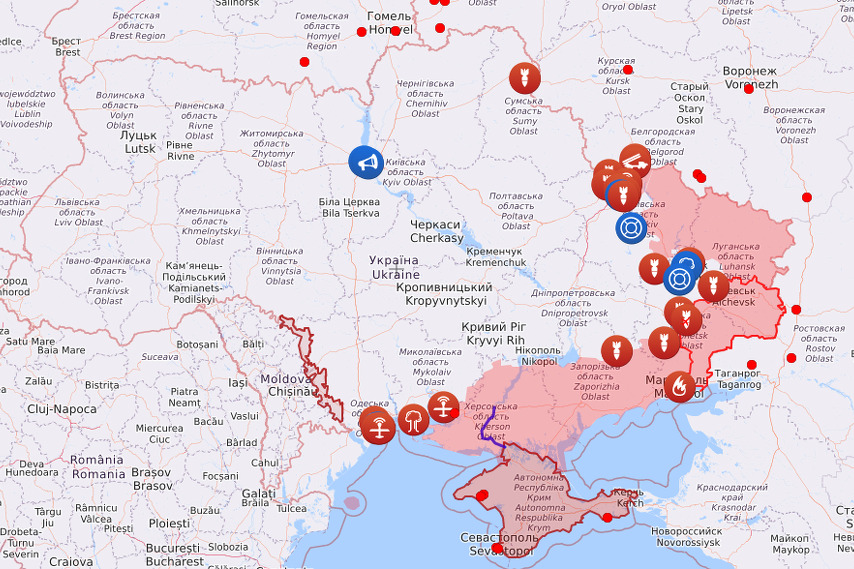 Aktuelna situacija u Ukrajini (Foto: Liveuamap.com)