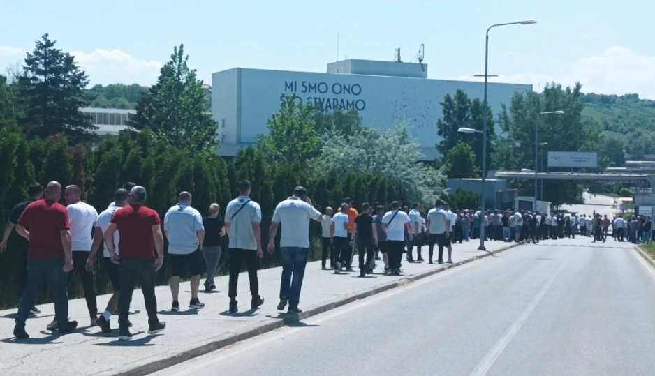 Protest radnika Fiata u Kragujevcu (Foto: Radio Slobodna Evropa)