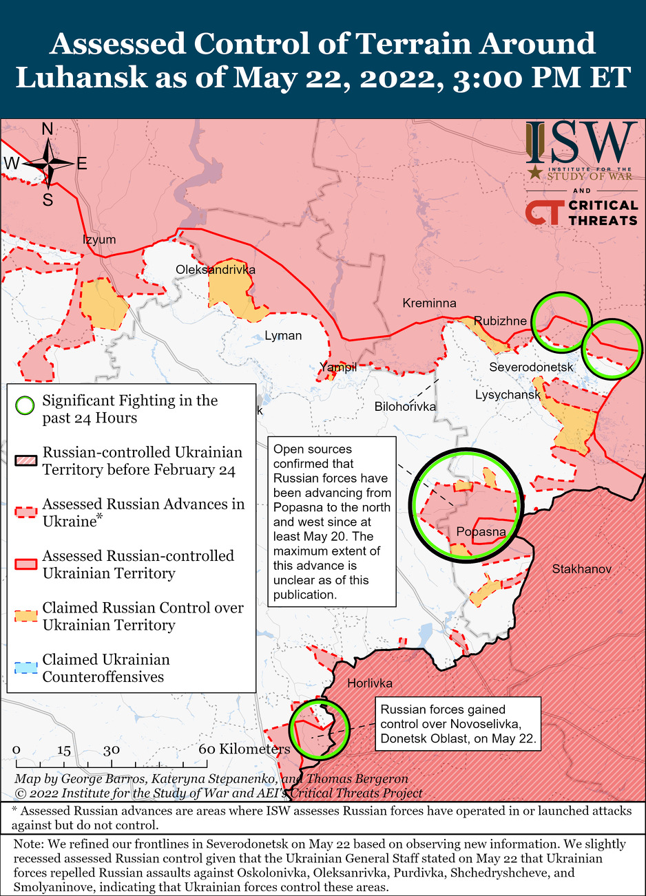 Aktuelno stanje na području oko Sjeverodonjecka (Foto: ISW)