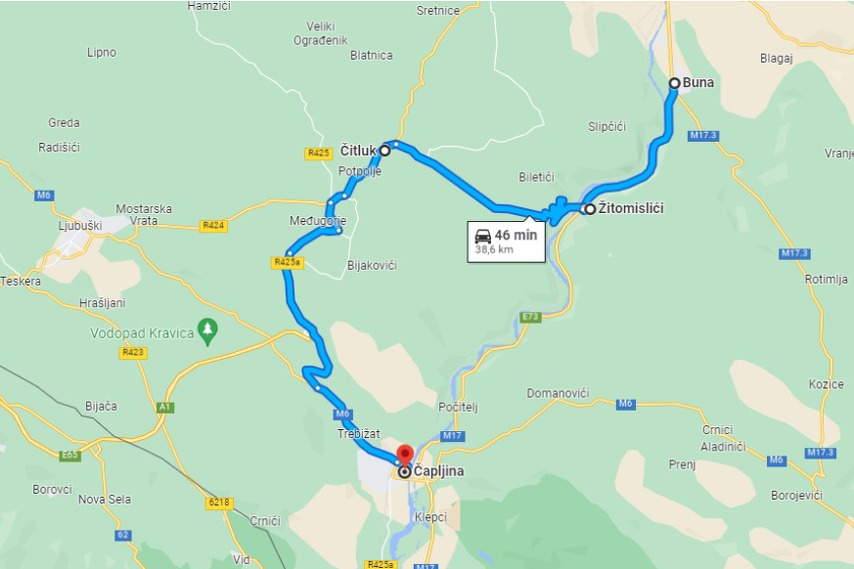 Izvor: BIHAMK (Buna-Žitomislići-Čitluk-Trebižat-Čapljina)