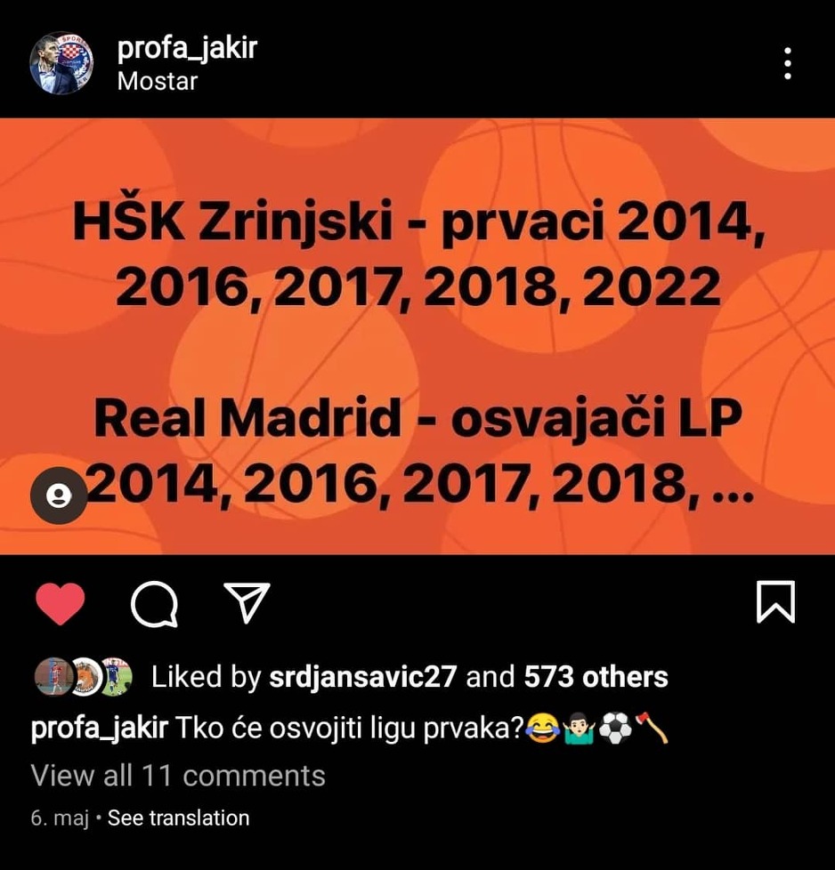 Objava Jakirovića 6. maja kojom je