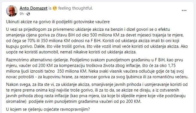 Screenshot: Facebook Ante Domazet