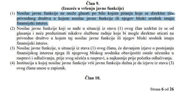 Član nacrta zakona o prevenciji i suzbijanju korupcije u Kantonu Sarajevo
