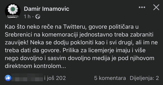 Oglasio se i Damir Imamović (Foto: Facebook)