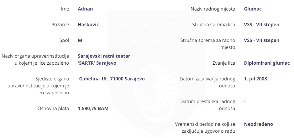 Adnan Hasković u Registru zaposlenih u javnom sektoru KS