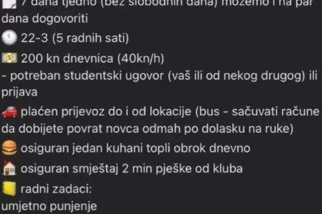 Screenshot oglasa za posao