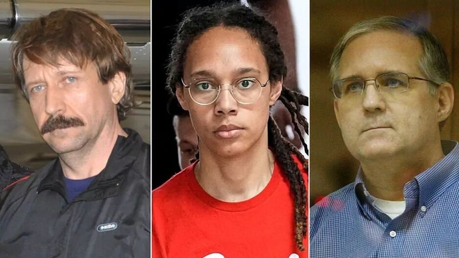 Viktor Bout, Brittney Griner i Paul Whelan (Foto: Twitter)