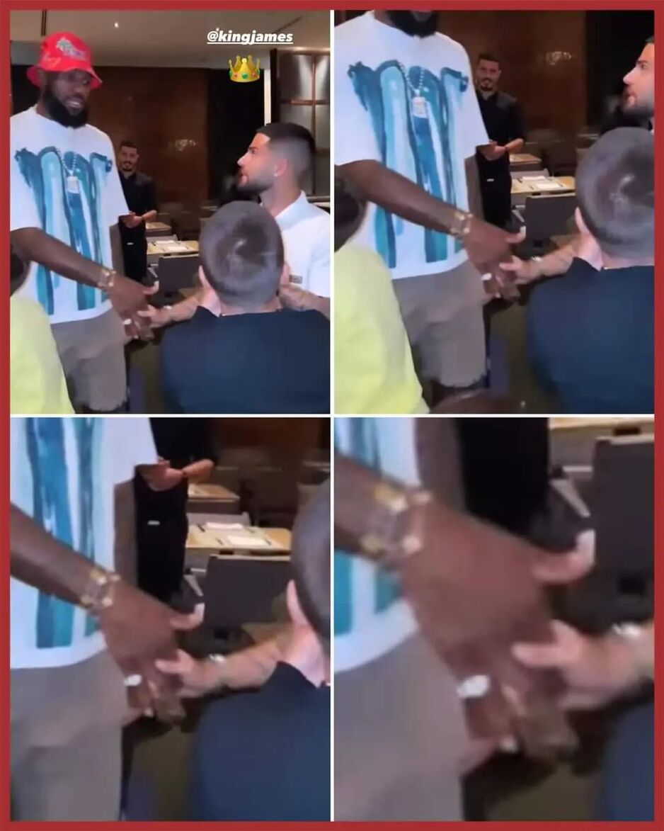 Rukovanje LeBrona Jamesa i Lorenza Insignea (Foto: Screenshot)