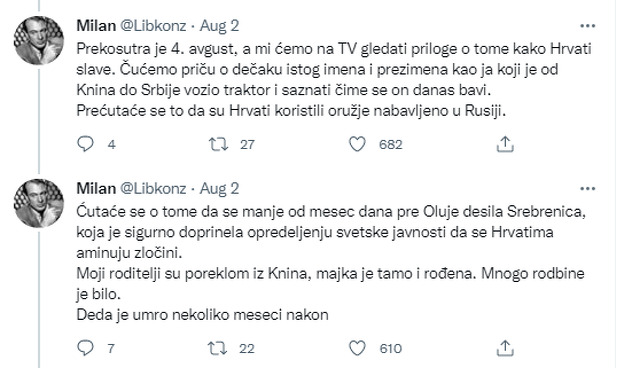 Milan je na svom Twitteru podijelio oštar osvrt (Foto: Screenshot)