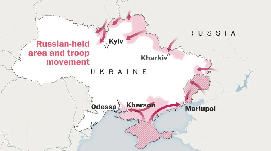 Kretanje ruskih trupa u februaru (Foto: Washington Post)