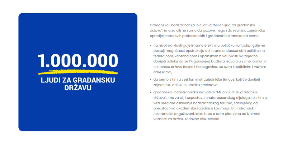 Manifest incijative na službenoj stranici (Screenshot:gradjanskabih.ba)
