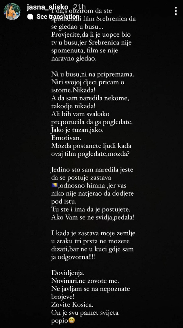 Objava selektorice bh. košarkašica na Instagramu