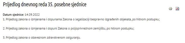 Dnevni red 35. posebne sjednice NSRS-a