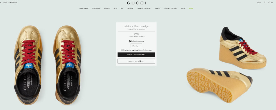 Patike su dostupne za prodaju na zvaničnoj stranici Guccija