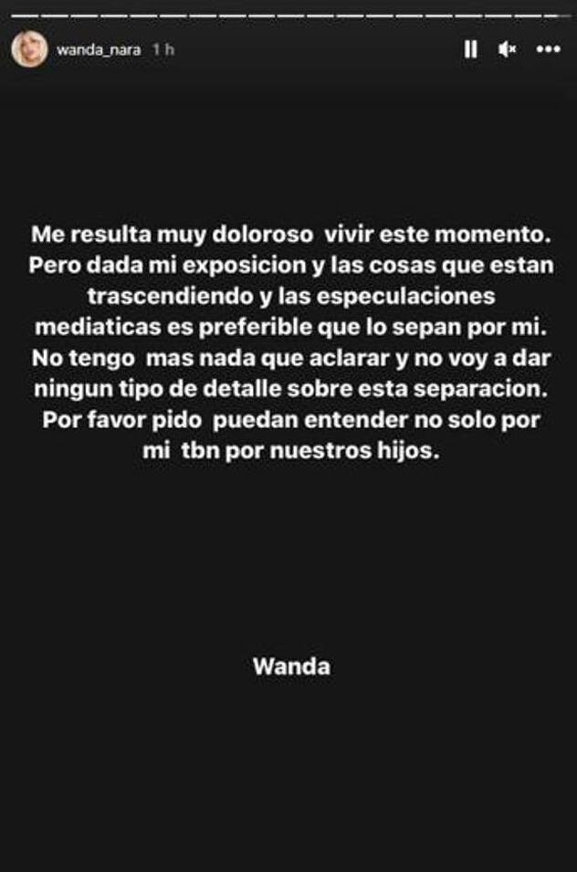 Objava Wande Nare na društvenoj mreži Instagram
