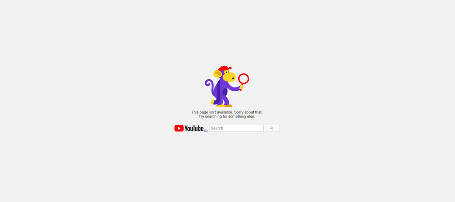 Bakin kanal se više ne može pronaći na YouTubeu