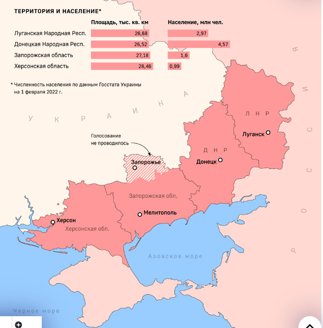 Regije koje će anektirati Rusija (Foto: TASS)