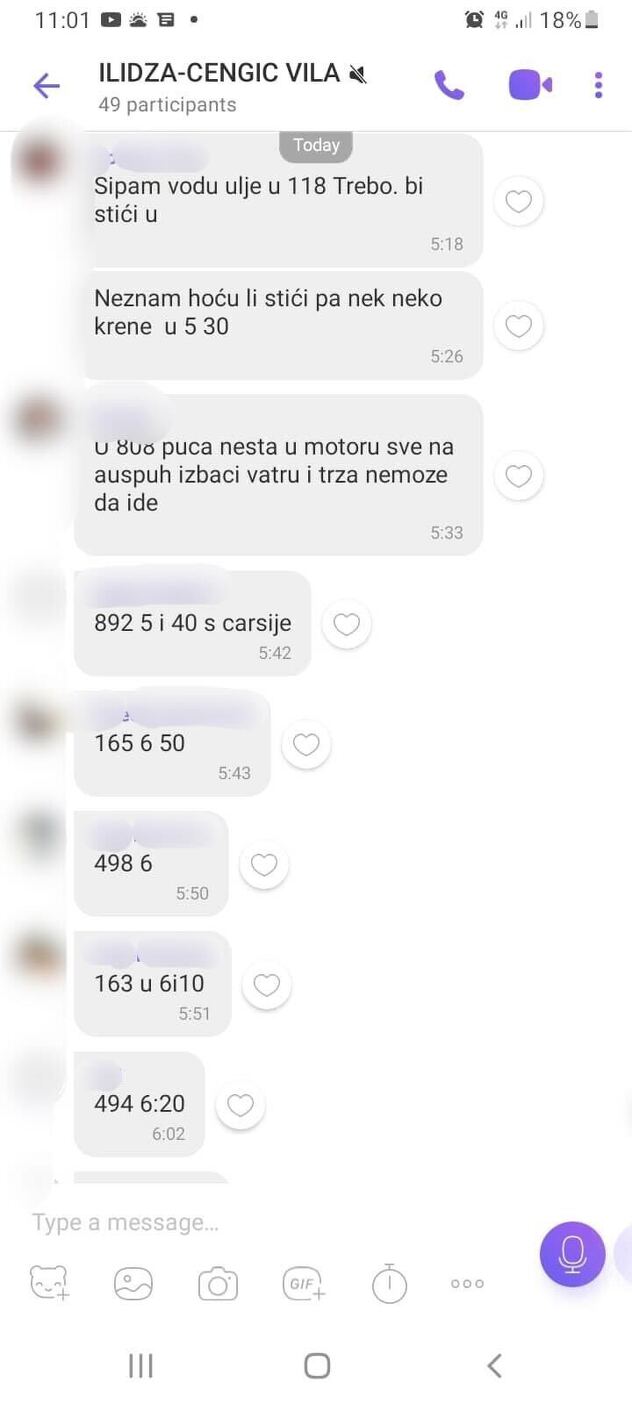 Viber prepiska iz koje se vidi da je vozač prijavio kvar