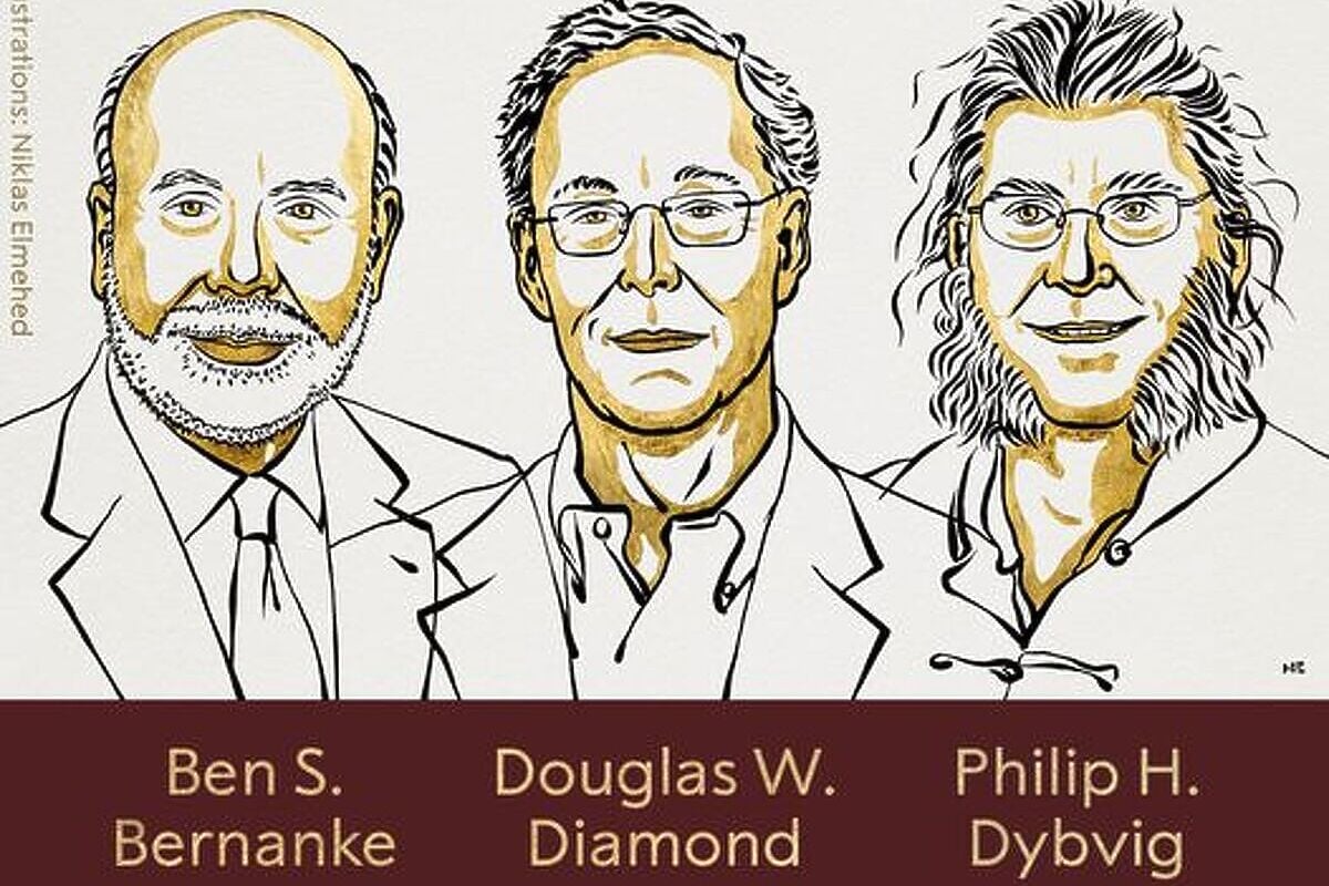 Ben S. Bernanke, Douglas W. Diamond i Philip H. Dybvig (Foto: Nobel Prize)